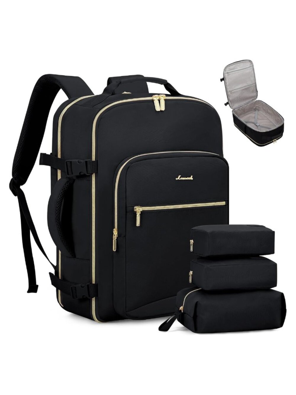40L Travel Backpack Flight Approved Carry On Waterproof with Packing Cubes Fits